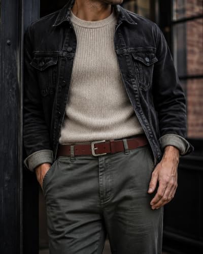 Image of CHAOREN Mens Belts Casual for Jeans - Full-Grain Leather, Durable Cowhide