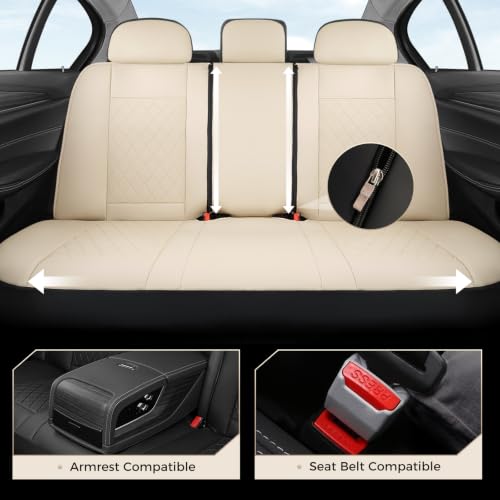 Image of Coverado Car Seat Covers Full Set, Automotive Front and Rear Seat Covers with Backrest, Nappa Leather Car Seat Protectors Waterproof, Universal for Most Vehicles