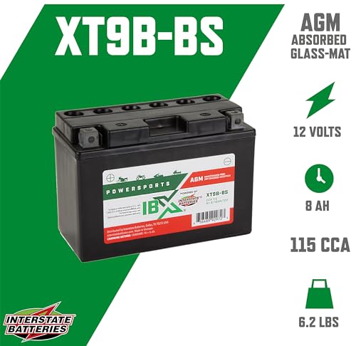 Image of Interstate Batteries IBX YT9B-BS Powersports Battery 12V 8Ah 115CCA AGM