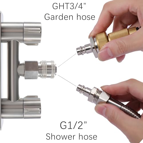 Image of All Metal RV Exterior Quick Connect Faucet,4 inchRV Shower Faucet Replacement,RV Outside Shower Valve Kit,Camper Shower Faucet Valve with Quick Connect(Brushed Nickel)