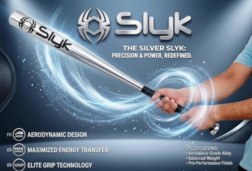Image of Slyk Professional Iron Baseball Bat 34 inch, Iron Alloy 2.25 inch Barrel Baseball Stick for Batting Practice and Home Security