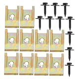 ROMISBABA 10セット 自動車用ボディクリップ スクリュー 属製型クリップ 黒亜六角頭ネジ付き 耐久性と 性を強化 簡単取付可能 内装トリムやバ