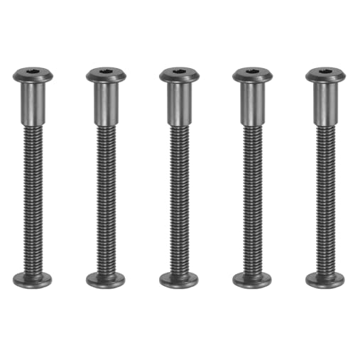 PATIKIL 5 kit Tornillo de Conexión, M8*50mm Postes de Tornillo de Unión Hexagonal Tornillos Chicago de Encuadernación Acero al Carbono Manguito para Muebles Cinturón Armario, Negro
