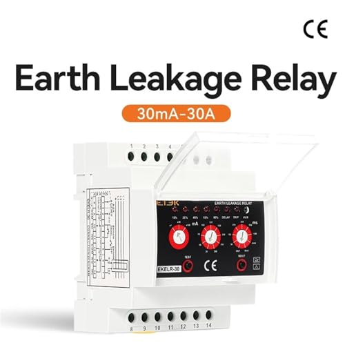 Relais de fuite à la terre EKELR-30 réglable 30mA à 30A CA 230V