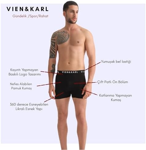 VIEN&KARL 10'lu Paket Erkek Premium Boxer Siyah XXL - Görsel 4
