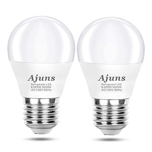 LED Refrigerator Light Bulb 40W Equivalent 120V Freezer Waterproof Light Bulbs, Energy-Saving A15 Appliance Fridge Light Bulbs,5W Daylight Color 5000K E26 Medium Base, Non-Dimmable 2 Pack