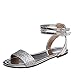 Damen Madchen Mary Jane mit Paillette Casual Shoes Hausschuhe Sommer Latschen Badeschuhe Strand Slippers Flach Sohle Pantoffeln Schlappen Strandschuhe Strandfischmaul (Silber, 37)