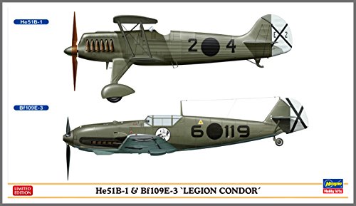 Kit Maquette Plastique He51B-1 & Bf109E-3 Légion Condor Hasegawa 1:72