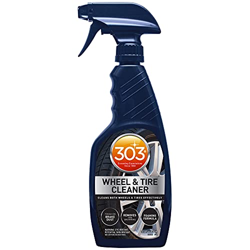 303 Products Wheel and Tire Cleaner – Cleans Both Wheels and Tires Effectively – Tough on Brake Dust – Removes Tire Browning – Foaming Formula, 16 fl. oz. (30590) Packaging May Vary