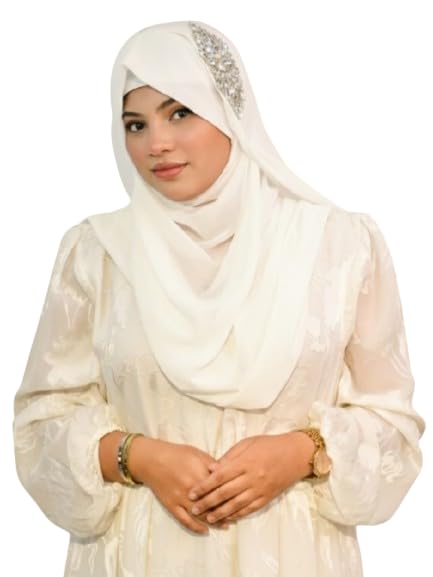 wrap my hijab Women Ready To Wear Makhni Style Party, wear Hijab with Crystal Embellishment Elegant Pre-Stitched Designer Headscarf (2 meter x 1 meter)-picture-19