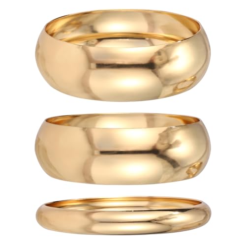 Mikovivi 3 Piezas de Oro Brazalete Ancho para Mujer, Grueso Moderno Llamativo Joyería Llamativa Apilable Brazaletes Dorados Accesorios de Moda Regalo