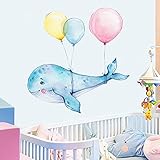 SITAKE Fantasy Whale and Balloon Wall Stickers for Girls' Bedroom, Animal Wall Stickers and Murals f