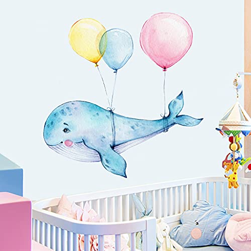 Sitake Fantasy Whale And Balloon Wall Stickers For Girls' Bedroom, Animal Wall Stickers And Murals For Kids, Girls Room Whale Decor For Living Room Nursery Playroom (Dolphin Balloon) #TOP24