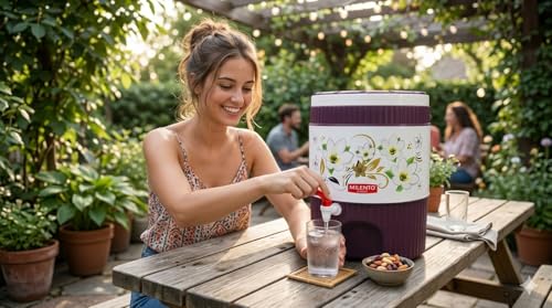 Image of Insulated Water Dispenser, 20L, BPA-Free, with Tap, Floral Print, for Home, Garden and Picnic Water Dispenser Insulated Water Cooler Portable Water Container