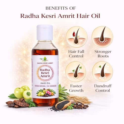 Image of Natural Hair Oil (Pack of 3 x 100ml) for Hair Growth & Hair Fall Control | Homemade Oil with Curry Leaves, Amla, Reetha, Shikakai, Hibiscus & Neem | For Dry, Damaged, Frizzy Hair | Men & Women