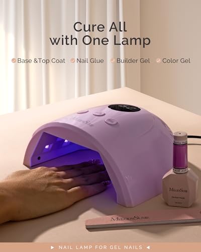Image of MelodySusie Compact Advanced UV LED Nail Lamp, P-Plus30F Nail Dryer with 3 Timers & Smart Sensor Cures All Gels, Especially Rhinestone Glue, Solid & Liner Gel Polishes for Advanced DIY at Home-Purple