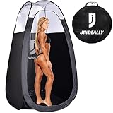 JINDEALLY 大型ラグジュアリースプレータンニングポップアップテント、1/3クリアブラックポータブルモバイルタンニングブース、プロフェッショナルサンレスタンニングポップアップスプレーブース エアブラシアート、メイクアップ、ペイント用、ブラック、ワンサイズ