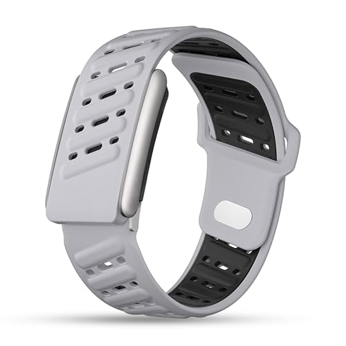 Dado Modified Silicone Sport Replacement Band Compatible with WHOOP 5.0, One, Peak, and Life Fitness Tracker – Breathable, Durable & Comfortable | Not for Whoop Gen 4 (Light Grey Black, One/Peak)