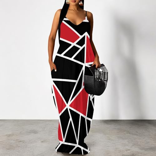 Image of SUZONANA Women Plus Size Summer Maxi Dress Spaghetti Strap Loose Sundress