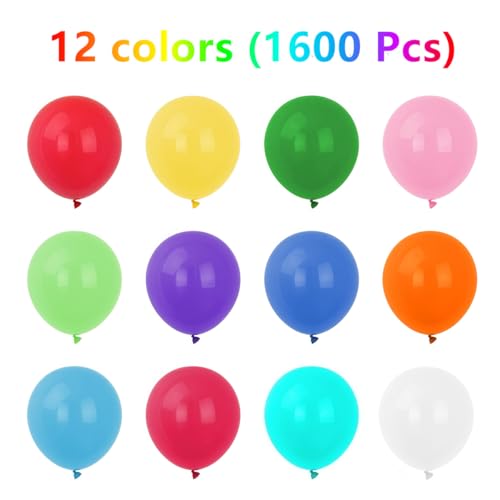 Image of 1600 Pcs 12 Inch Rainbow Bulk Balloons Assorted Colors Latex Multicolor Balloon 12 Color for Birthday Wedding Baby Shower Anniversaries Store Party Decorations
