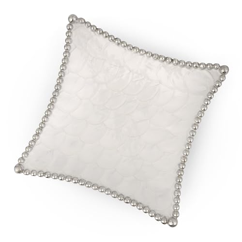 ALPHA Living HOME - Handmade Metal Serving Tray for Kitchen, Bathroom, Vanity, Decorative Fruit Bowl, Square Counter Organizer, Lightweight Aluminum Platter with Classic Silver Finish