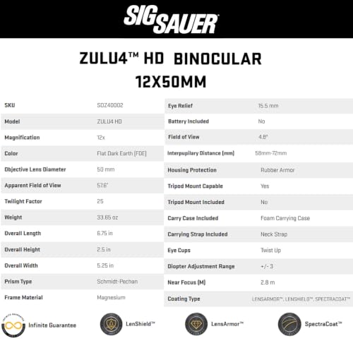 Binoculares SIG SAUER ZULU4 HD 12x50 campo miniatura 6