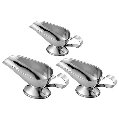 HOLIDYOYO 3pcs Stainless Steel Gravy Boats Sauce Serve Gravy Boat Sauce Dishes for Dinner Party
