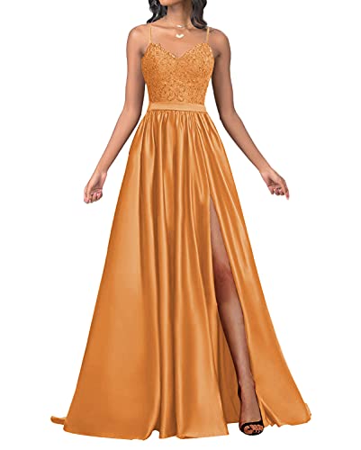 HUINI Damen Abendkleider Lang A-Linie Ballkleider Satin Hochzeit...