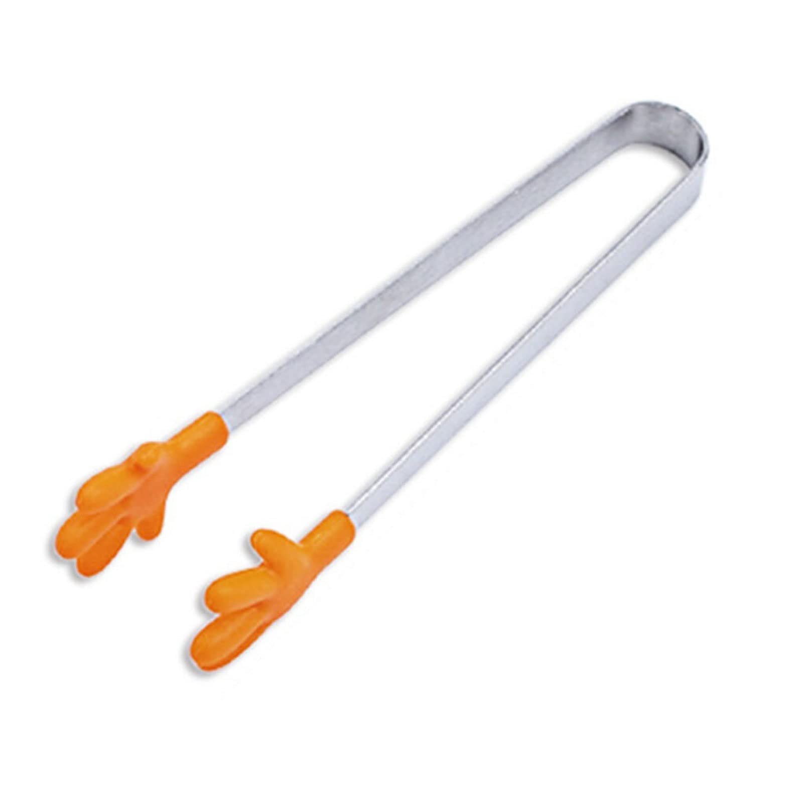 Pinza da Cucina con Clip in Silicone per Palmo Piccolo, in Acciaio Inox Antiscivolo, Mini Cibo, Ghiaccio, Quadrato, Suger, per Barbecue, Pinza da Cucina (Arancione)