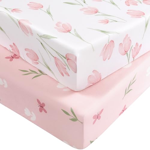 Pack and Play Sheets for Girls, 38" x 26" Mini Crib Sheets Fitted for ...