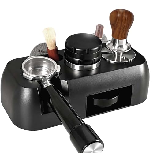 Wotendy Station Tamper Café 51-58 Mm – Organisateur ABS Multifonction Avec Agitateur 6 Broches & Brosse – Parfait Barista