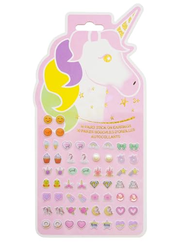 Image of Stick On Earrings - Girls 3D Unicorn Sticker Earrings Self-Adhesive Glitter Craft Gem Stickers Easter Stick on Earring(Unicorn)