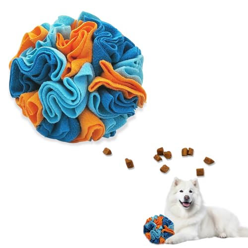 Andiker 5.9 Snuffle Ball for Dogs Plush Colorful Interactive Snuffle Ball Hide Treat Dog Puzzle Toy for Training and Relieving Boredom Machine Washable Dog Ball for Small Dog (Blue S)