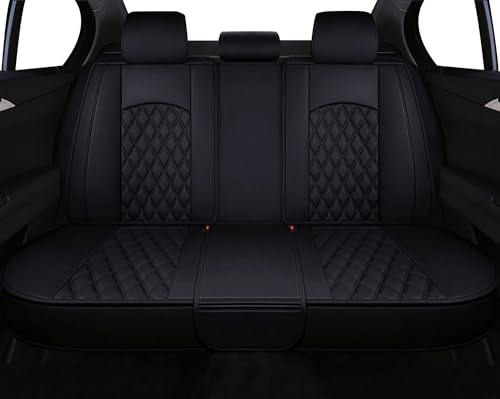 WANGIRL Sitzbezug Auto Rückbank, Autositzbezüge PU Leder Universal Geteilter, Kompatibel mit Den Meisten Limousinen und SUV (Schwarz)
