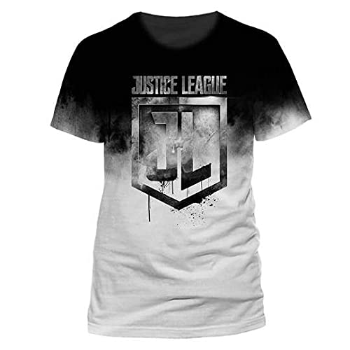 CID Justice League Movie-Jumbo Print Camiseta, Blanco, S para Hombre