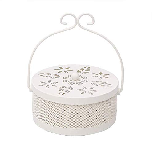 Portable Mosquito Coil Box Burner Tray with Hollow Lid (White)