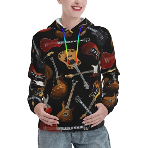Sweat à capuche guitares EdWal pull ajusté avec motif musical et poche kangourou