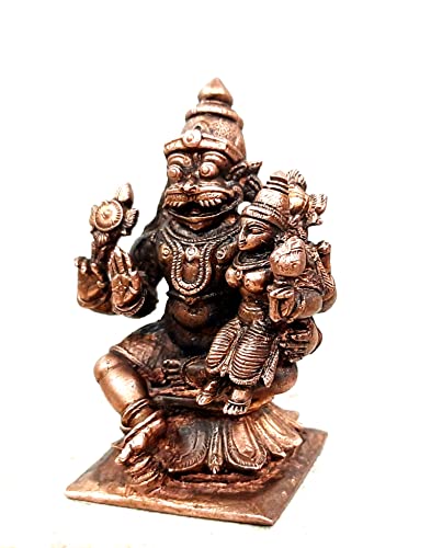 Image of Copper Idols - by Searchers Paradise ,7.2 cm , Copper Handmade Lakshmi Narasimhar 276grams , Patina Antique Finish, Pack of 1 Piece