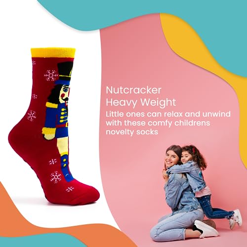 Image of Nutcracker Ballet Gifts, Novelty Crew Socks for Women, Fun Cute Funky, Warm Cozy Comfy Winter Patterned Socks, Heavyweight, Red Nutcracker, Size 5-10