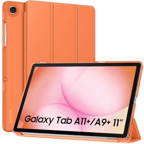 Image of MoKo for Samsung Galaxy Tab A11 Plus / A11+ Case 11 Inch 2026, Galaxy Tab A9 Plus / A9+ Case 11 Inch 2024, Slim Stand Hard PC Translucent Back Shell Smart Cover, Auto Wake /Sleep,Cosmic Orange