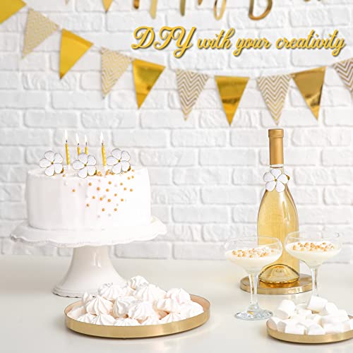 White Flower Napkin Rings Set, Holiday Gold Napkin Ring Holder Floral Serviette Buckles For Wedding Party Banquet Thanksgiving Halloween Dinner Table Decor And Daily Use (6 Pcs) #TOP6