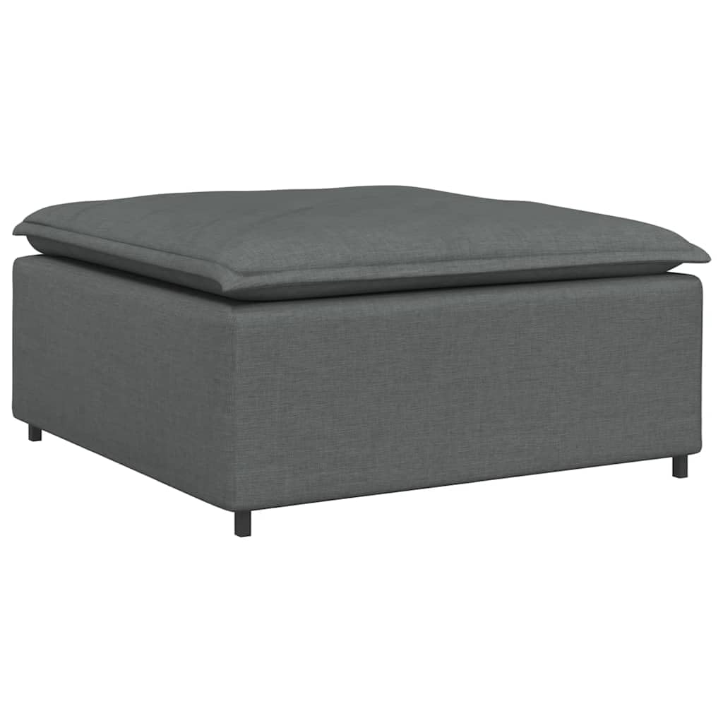 Sofá modular con reposapiés y cojín, color gris oscuro, acolchado de tela, 324 x 205 x 64 cm, sofá de 4 piezas con estructura de metal resistente, sofá modular versátil para salón y salón