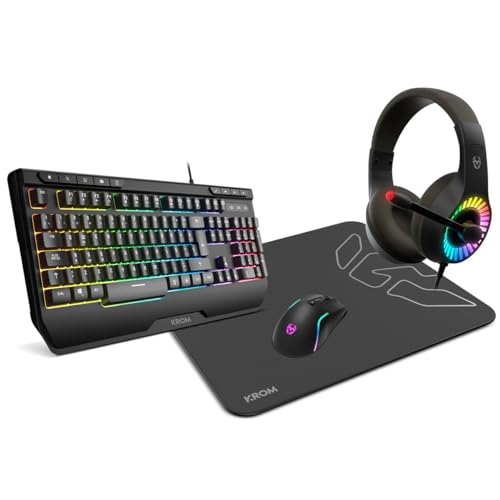 Kit gaming krom kenya 4 in 1 rgb auriculares / teclado / raton / alfombrilla