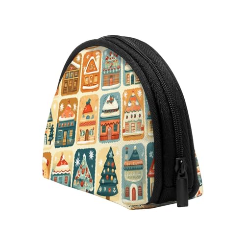 Portable Coin Purse Xmas-Gingerbread-Houses Mini Zippered Money Pouch Card Holder4