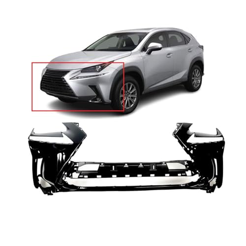 Image of Compatible with Lexus NX300, NX300h 2018-2020 Front Bumper Cover | Primed, With Parking Sensor Holes, Ready to Paint, OEM 5211978190, LX1000346