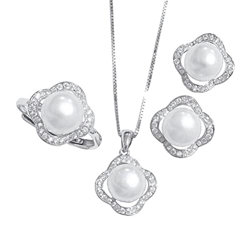 Pendientes de aro 925 con collar de perlas de agua dulce premium