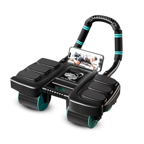 Image of Cockatoo Automatic Rebound 4-Wheel Ab Roller with Elbow Support|Abdominal Muscle Training Equipment for Home & Gym Workouts|Auto Ab Roller with Digital Timer & Mobile Holder, Max weight 300 kg