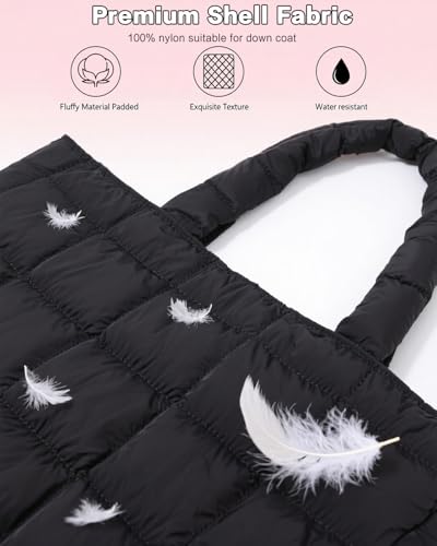 Van Fan & Shi Personalized Puffer Travel Tote Bags for Women, Custom Embroidered Quilted Purse with Name3