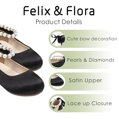 Image of Felix & Flora Girls Toddler Little Ballet Shoes - Flower Girls Mary Jane Flats Dress Shoes Party Wedding