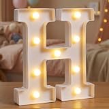 DyingSwan Piccole lettere a LED per tendone, lettere luminose, 21 cm, luci a LED alimentate a batteria, cartello illuminato per tavolo, feste, compleanni, decorazioni natalizie (Lettera H)